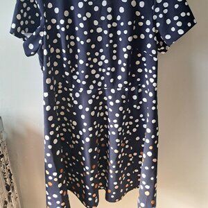 Vince Camuto navy polka dot fit and flare dress